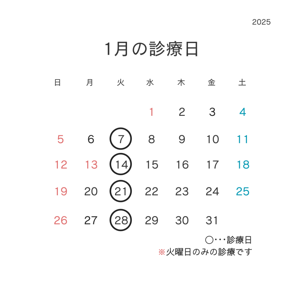 1月の診療日