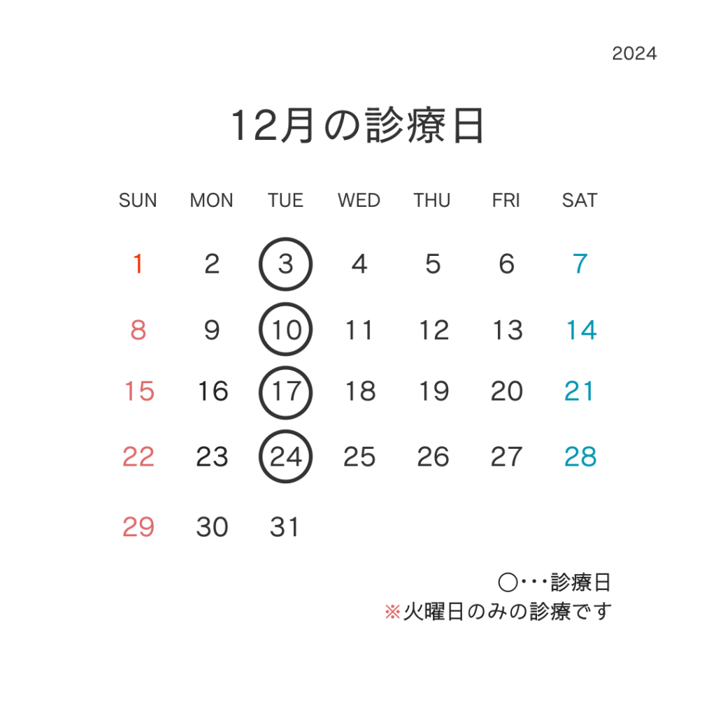 12月の診療日